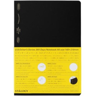Stalogy 365 Days Notebook, Grid, A5, Black