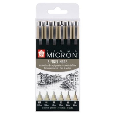 Pigma Micron Fineliner Wallet 6 Pack Main image