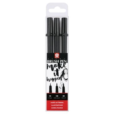 Sakura Pigma Brush Pen Set | 3 Sizes, Black Main image